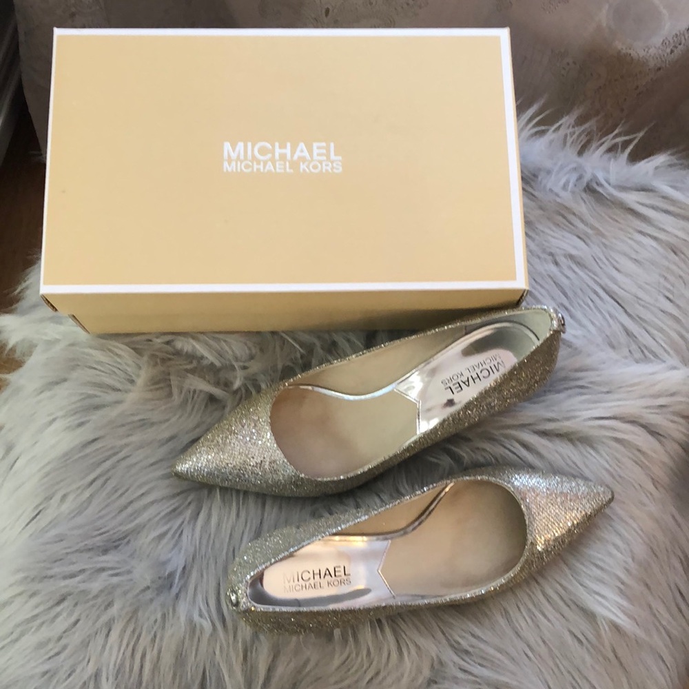 Sparkly silver Michael Kors pointy toe heel
